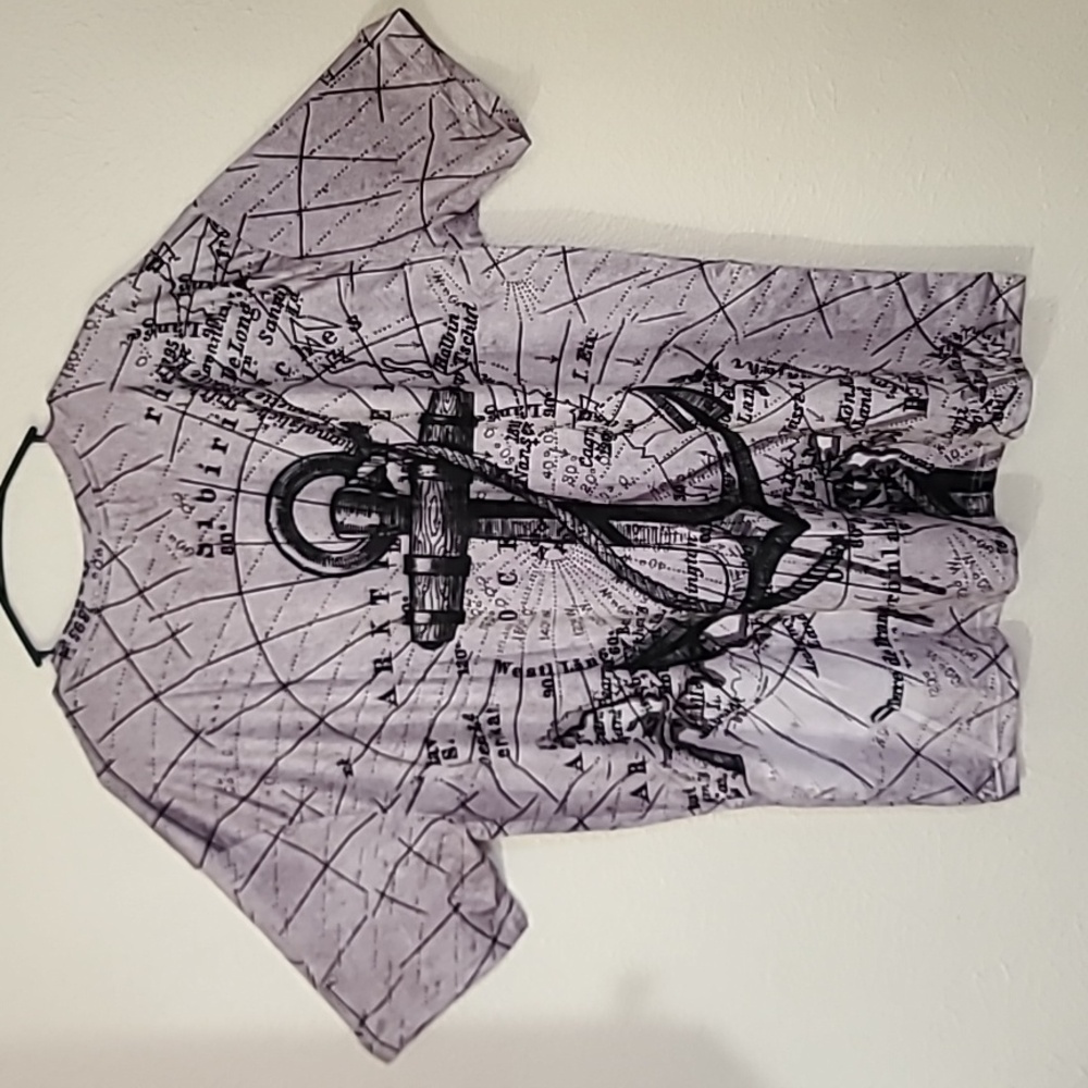 Nautical Voyage Anchor Script Mens Graphic T Shirt Dry Fit Grey Size 2XL - Picture 15 of 16